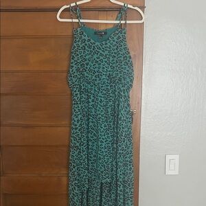 Forever 21 Teal and Black Animal Print Maxi Dress